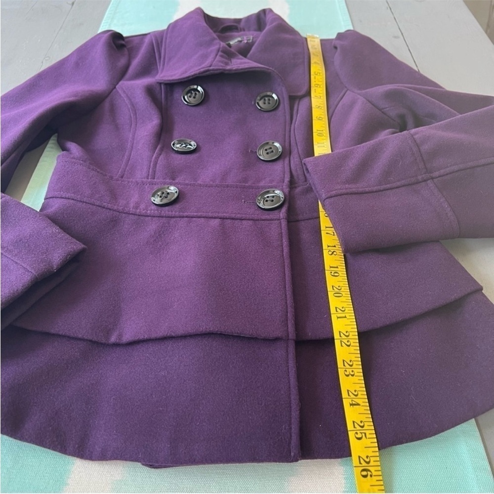 Honee Purple Double Breasted Peacoat Jacket Tailored Peplum Size Small - Picture 8 of 9